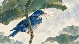 青鸟避雨 · 插画 图像
