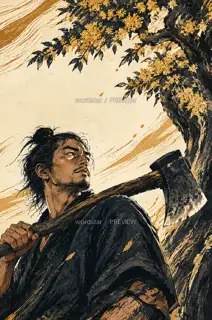 月光照斧痕 · 插画 图像