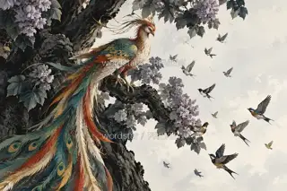 百鸟来朝 · 插画 图像