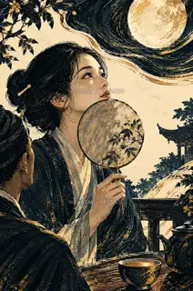 月光停在眉间 · 插画 图像