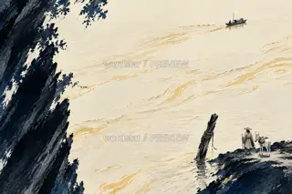 驴停渡口 · 插画 图像