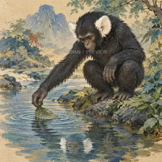 溪边 · 插画 AI 图像
