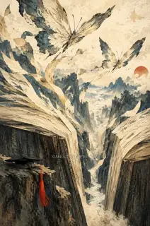 书裂成蝶 · 插画 AI 图像