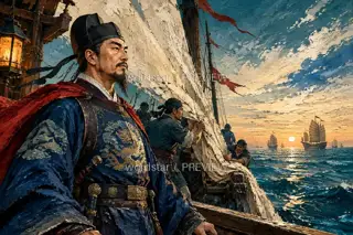 灯照归帆 · 插画 图像