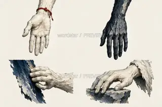 折山行者·山河入体·手势设定 · 插画 图像