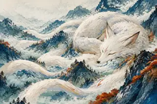 山为狐眠 · 插画 图像