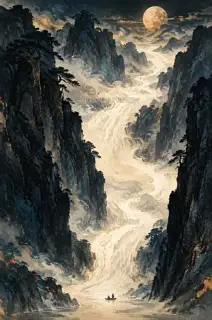 白水腾空 · 插画 AI 图像
