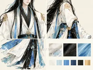 月汐行者·宣传页原人物·形体材质 · 插画 图像