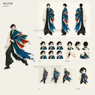 折山行者·回身过山·总览 · 插画 图像