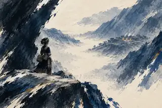 晚火隔谷 · 插画 图像