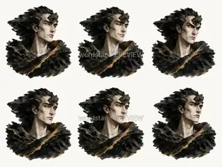 折山行者·错层山灵·神情设定 · 插画 图像