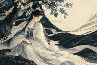 桂下停步 · 插画 图像