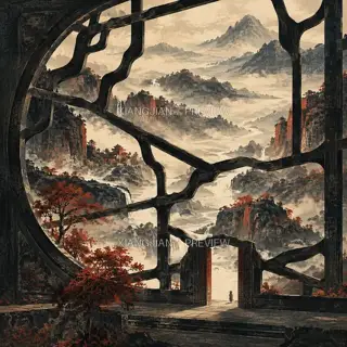 窗中山河 · 插画 AI 图像
