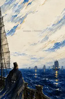 夜里认船灯 · 插画 图像