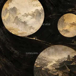 三杯邀明月 · 插画 AI 图像